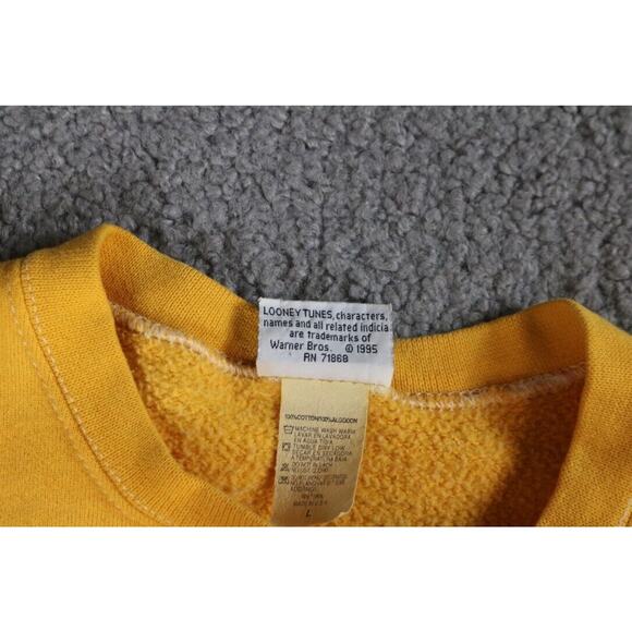 Looney Tunes Sweatshirt Vintage Taz Large Small Face Yellow 1995 USA - Picture 6 of 14